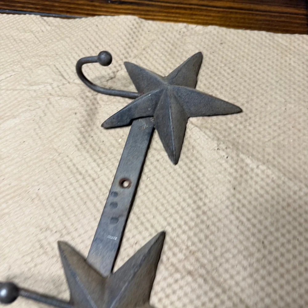 Rustic Cast Iron Texas Star Wall Hook‎ Rack 3 Hook Coat Hat Key Rack 18 inch